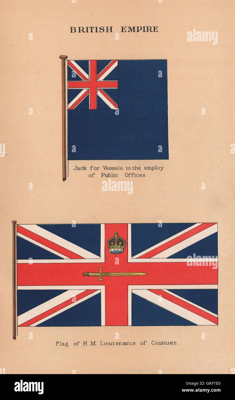 BRITISH EMPIRE KENNZEICHNET. Öffentliche Ämter Schiffe Jack. Leutnants der Grafschaften, 1916 Stockfoto