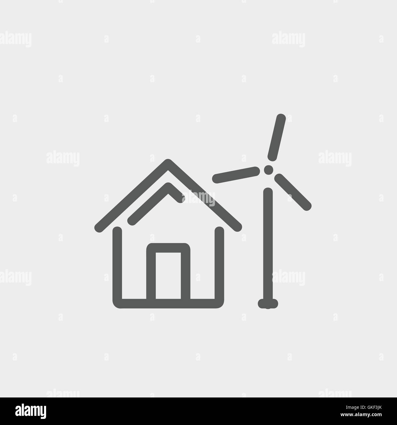 Haus mit Windmühle dünne Liniensymbol Stock Vektor