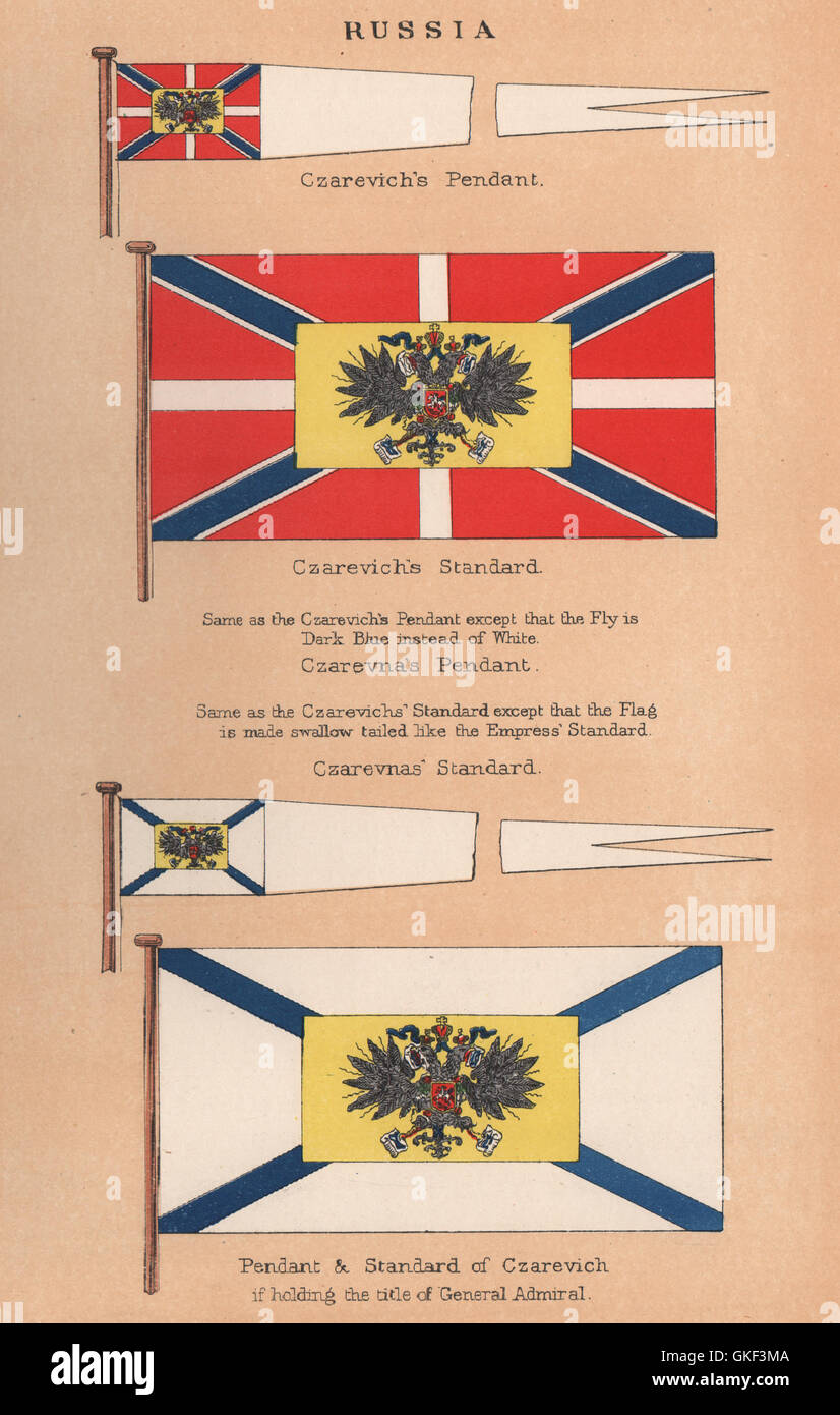 RUSSLAND-FLAGS. Czarevich & Czarevna Anhänger & Standards. General Admiral, 1916 Stockfoto
