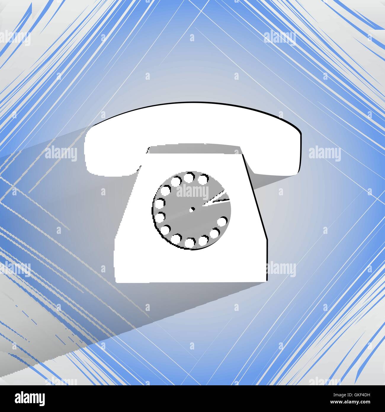 Retro-Telefon. Flache moderne Web-Taste auf einem flachen geometrischen abstrakten Hintergrund Stock Vektor