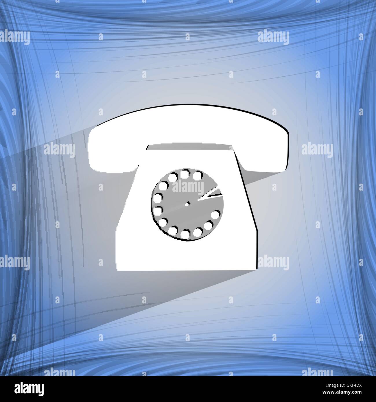 Retro-Telefon. Flache moderne Web-Taste auf einem flachen geometrischen abstrakten Hintergrund Stock Vektor