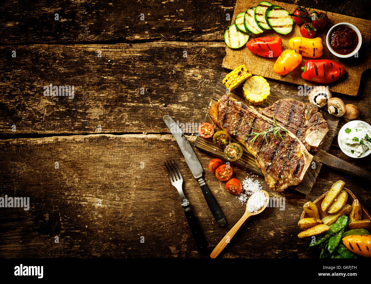 Lebensmittel Nahrungsmittel Holz Stockfoto