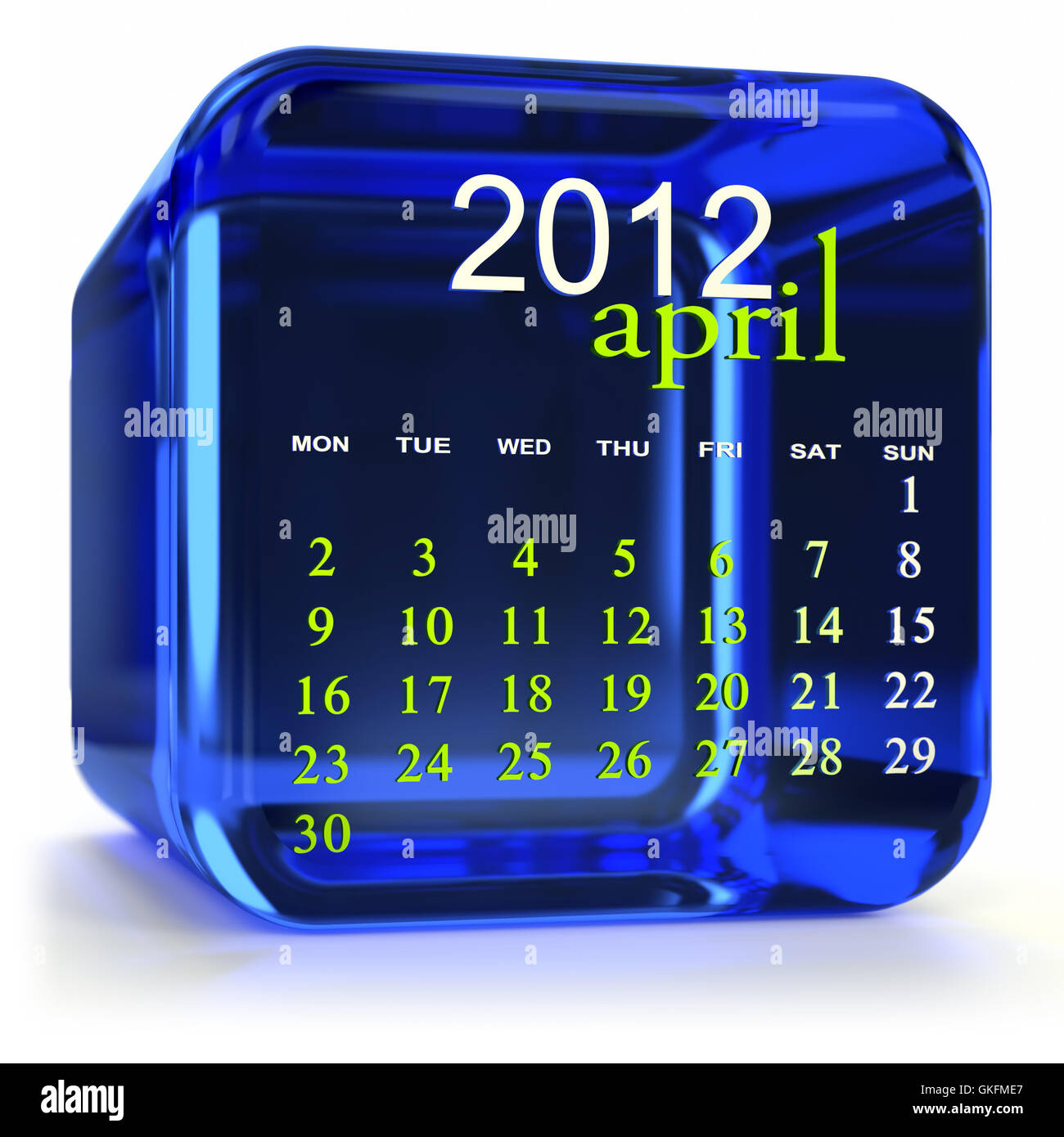 Blaue April Calendar Stockfoto