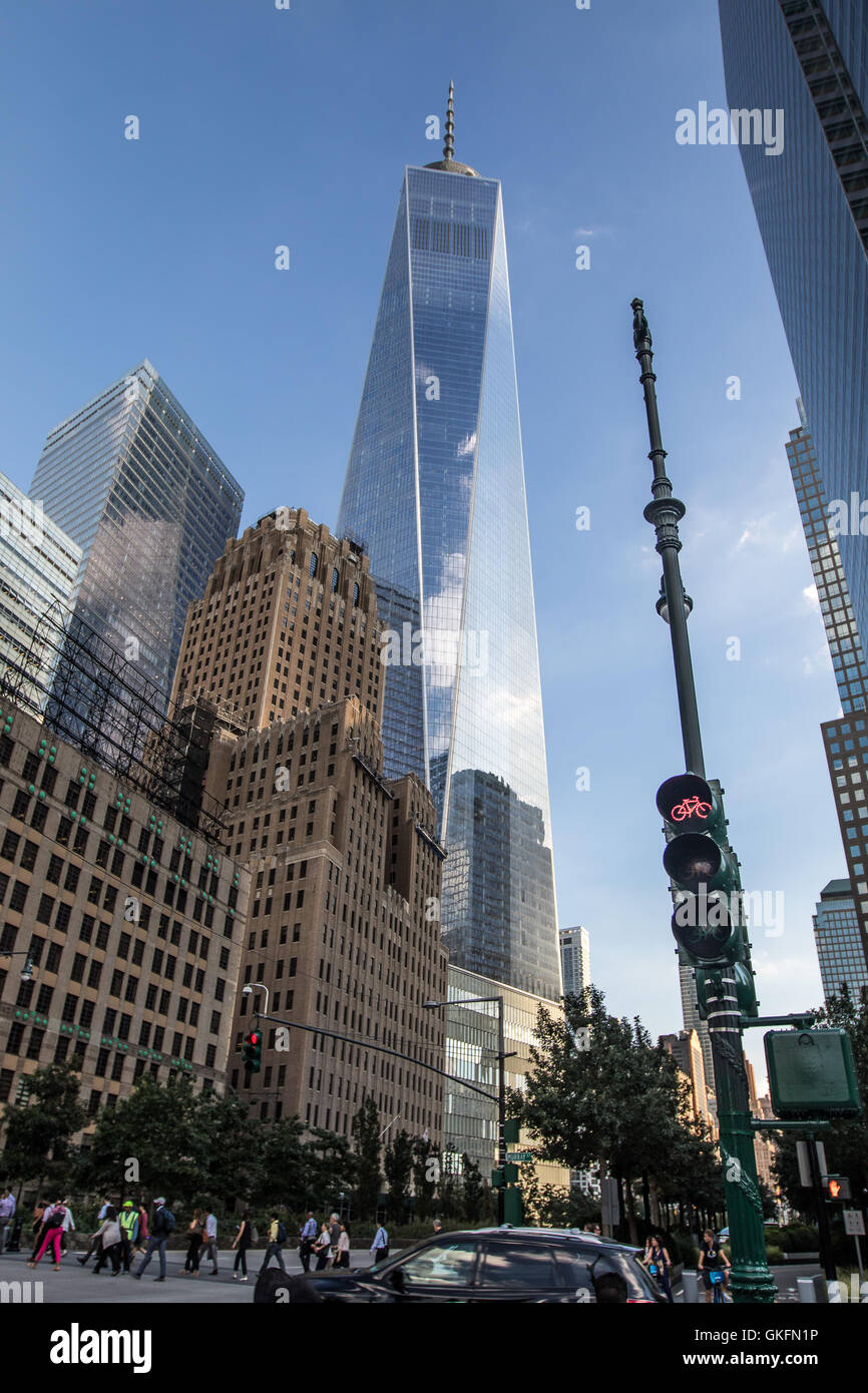 One World Trade Center Gebäude aka Freedom Tower in Downtown Manhattan. Stockfoto