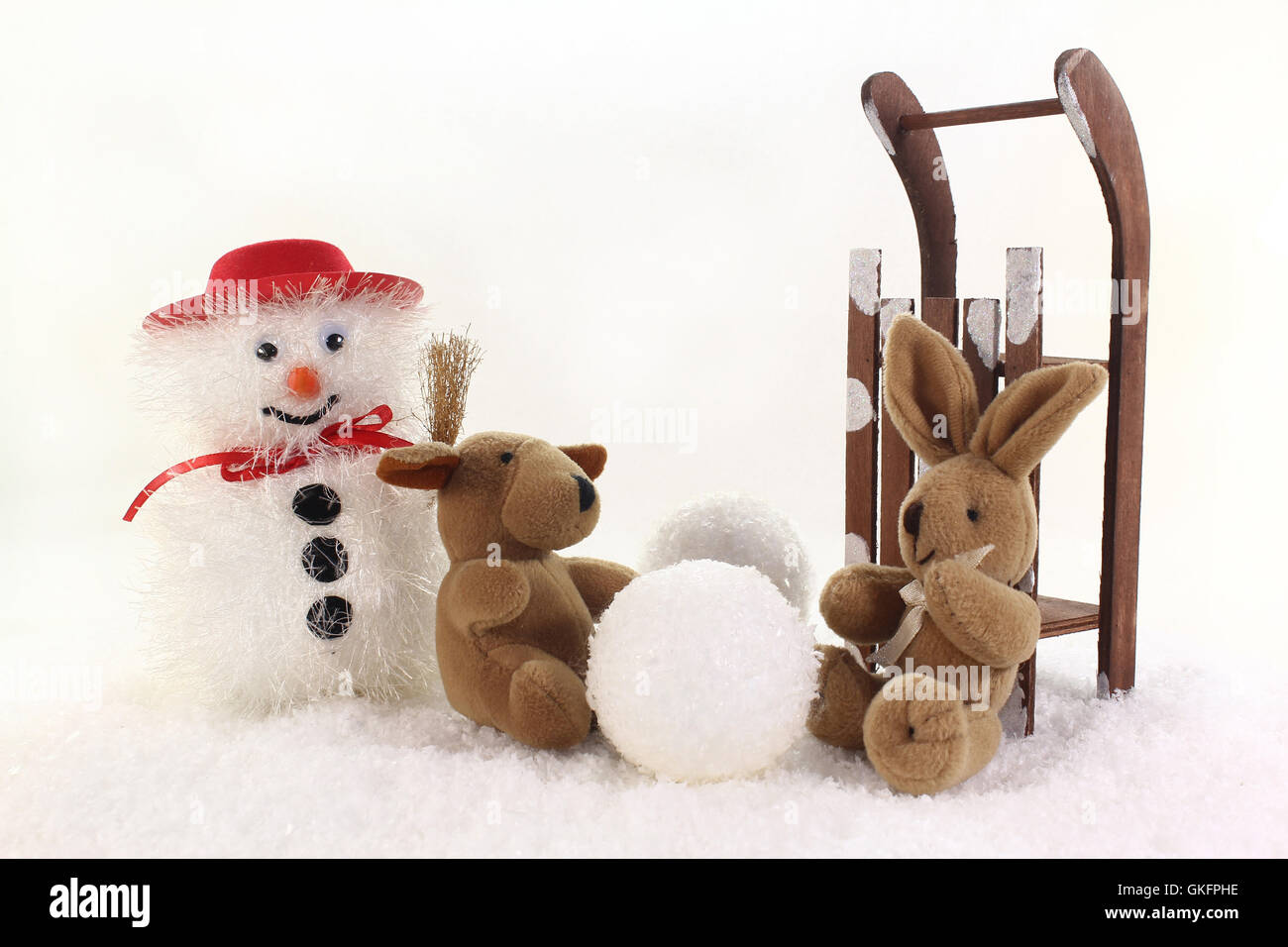 Einen Schneemann bauen Stockfoto