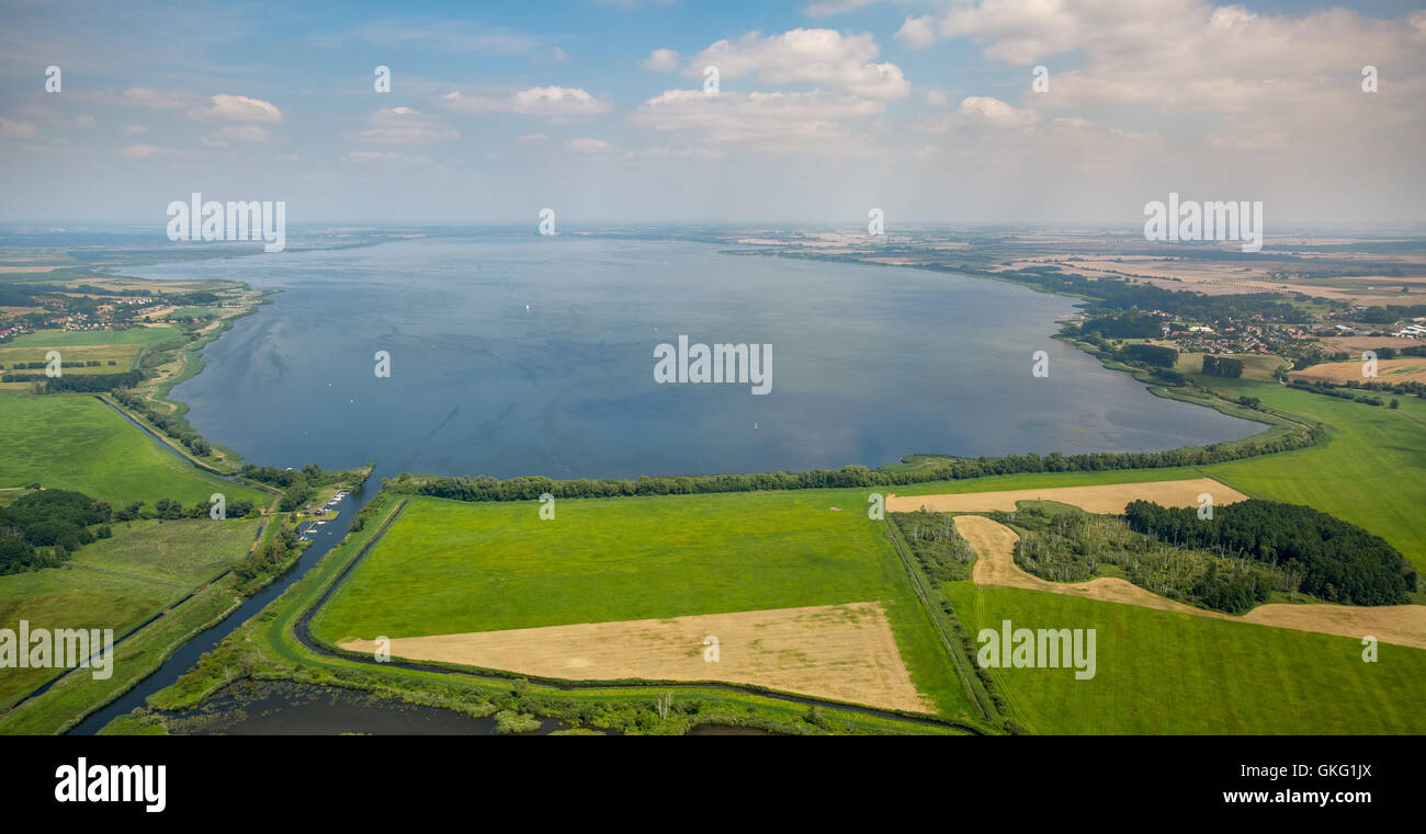 Luftaufnahme, Peene, Peene-Zufluss in die See Kummerow, Kummerow, Mecklenburger Seenplatte Landschaft, Mecklenburgische Schweiz, Stockfoto