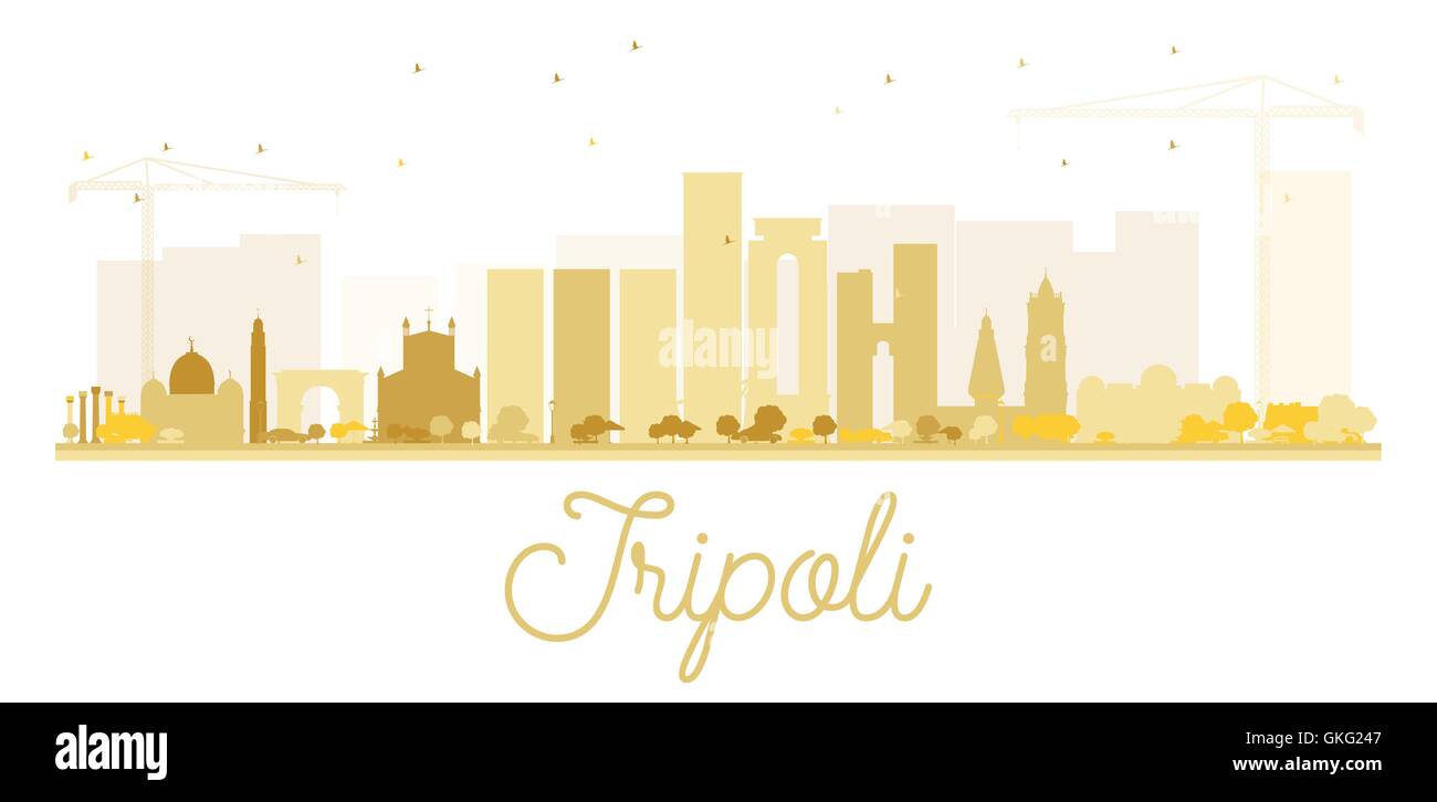 Tripoli City Skyline goldene Silhouette. Vektor-Illustration. Stock Vektor