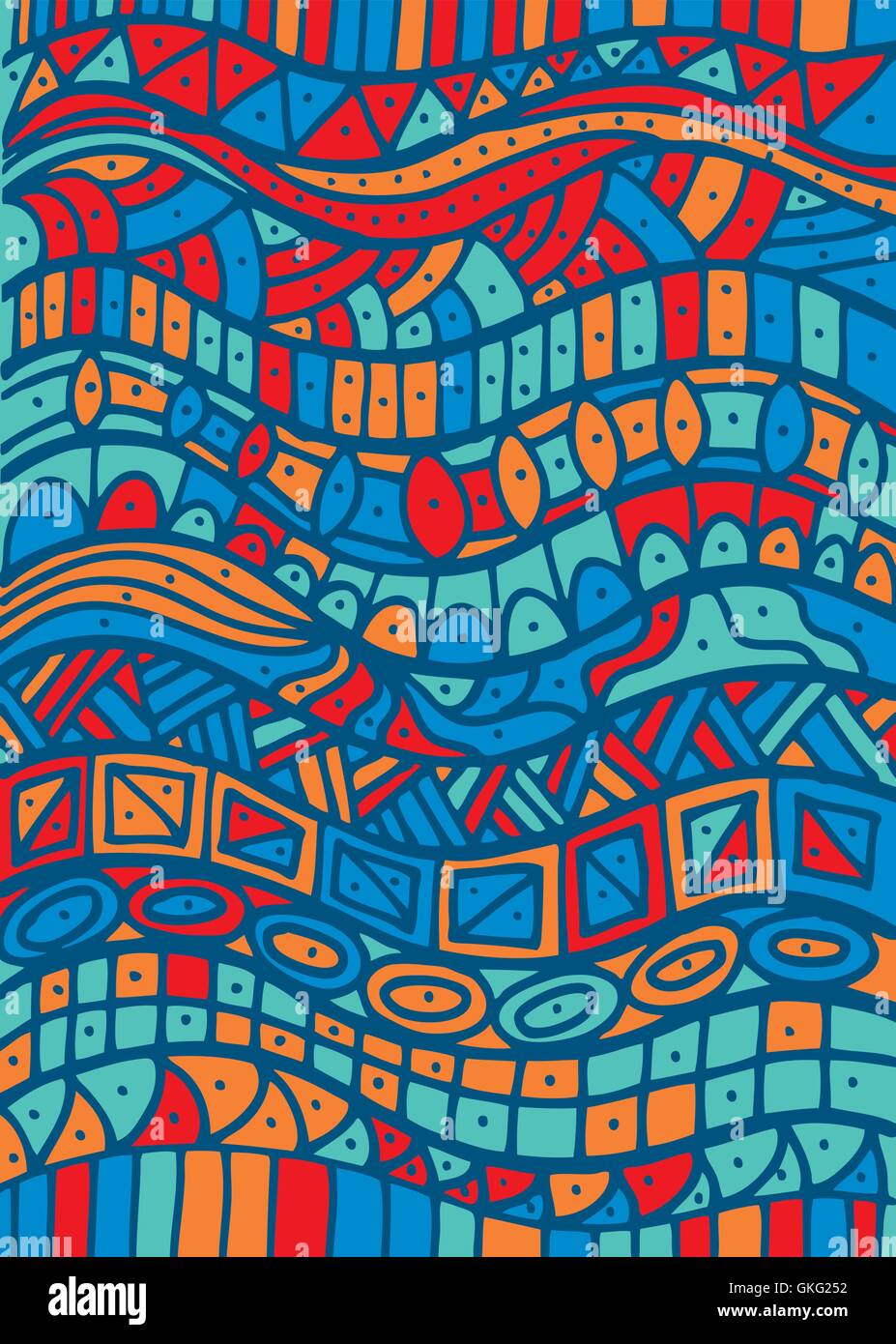 Hand gezeichnete Muster mit Welle, Curl und Dreieck. Vektor-illustration Stock Vektor