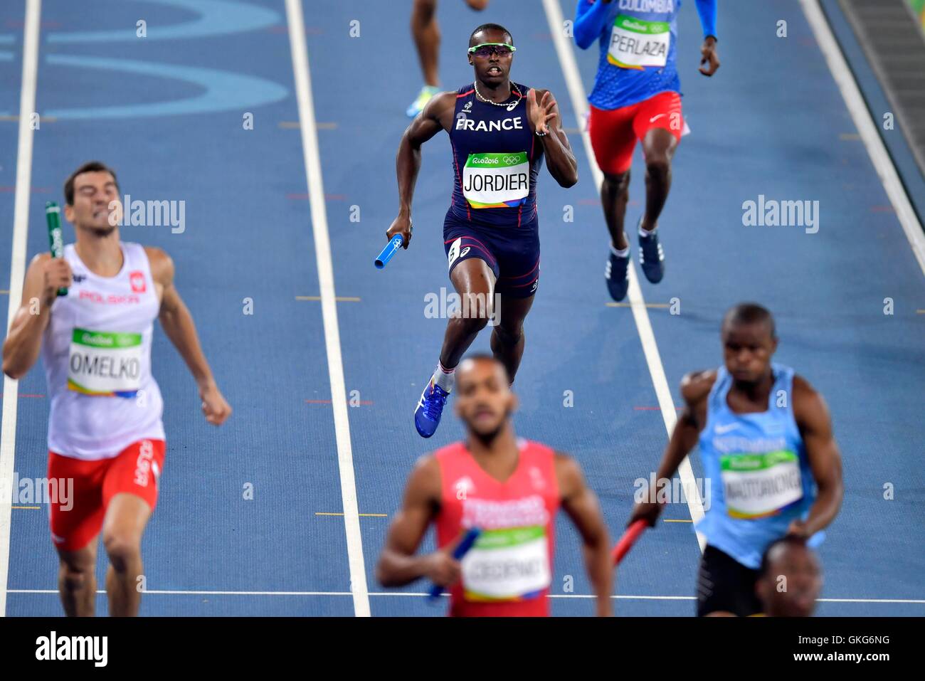 Rio De Janeiro, Brasilien. 19. August 2016. Jordier Thomas von Frankreich während der Olympischen Spiele 2016 Sommer, verfolgen und Feld Leichtathletik Männer 4 x 400m Staffel Runde 1 Credit: Action Plus Sport/Alamy Live News Stockfoto