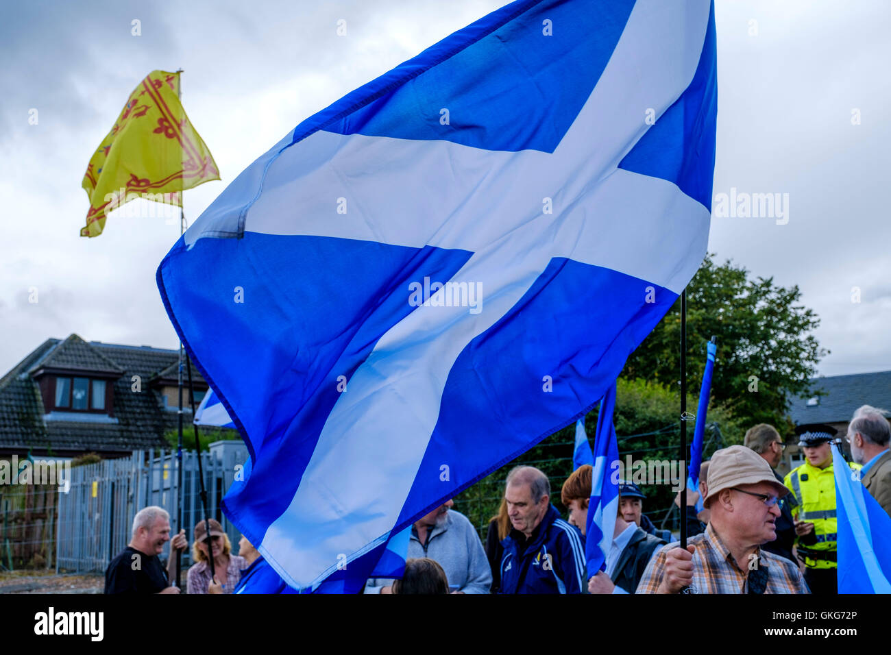 Lanark, Schottland März 20. August 2016 und Zeremonie zum Gedenken an den Tod von schottischen Helden William Wallace (23. August 1302) am Samstag, 20. August 2016 statt.  Wallace hat starke Verbindungen mit der Stadt Lanark. Bildnachweis: Andrew Wilson/Alamy Live-Nachrichten Stockfoto