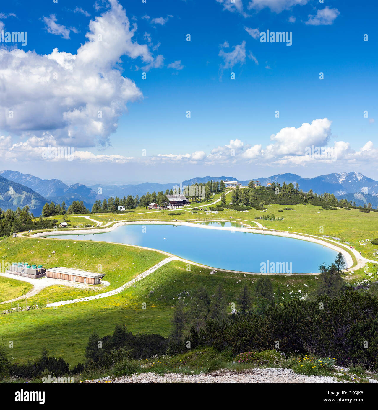 Blick vom Gipfel Berges genannt Höß in den österreichischen Alpen. Die Höß gehört das Dorf Hinterstoder in Oberösterreich Stockfoto