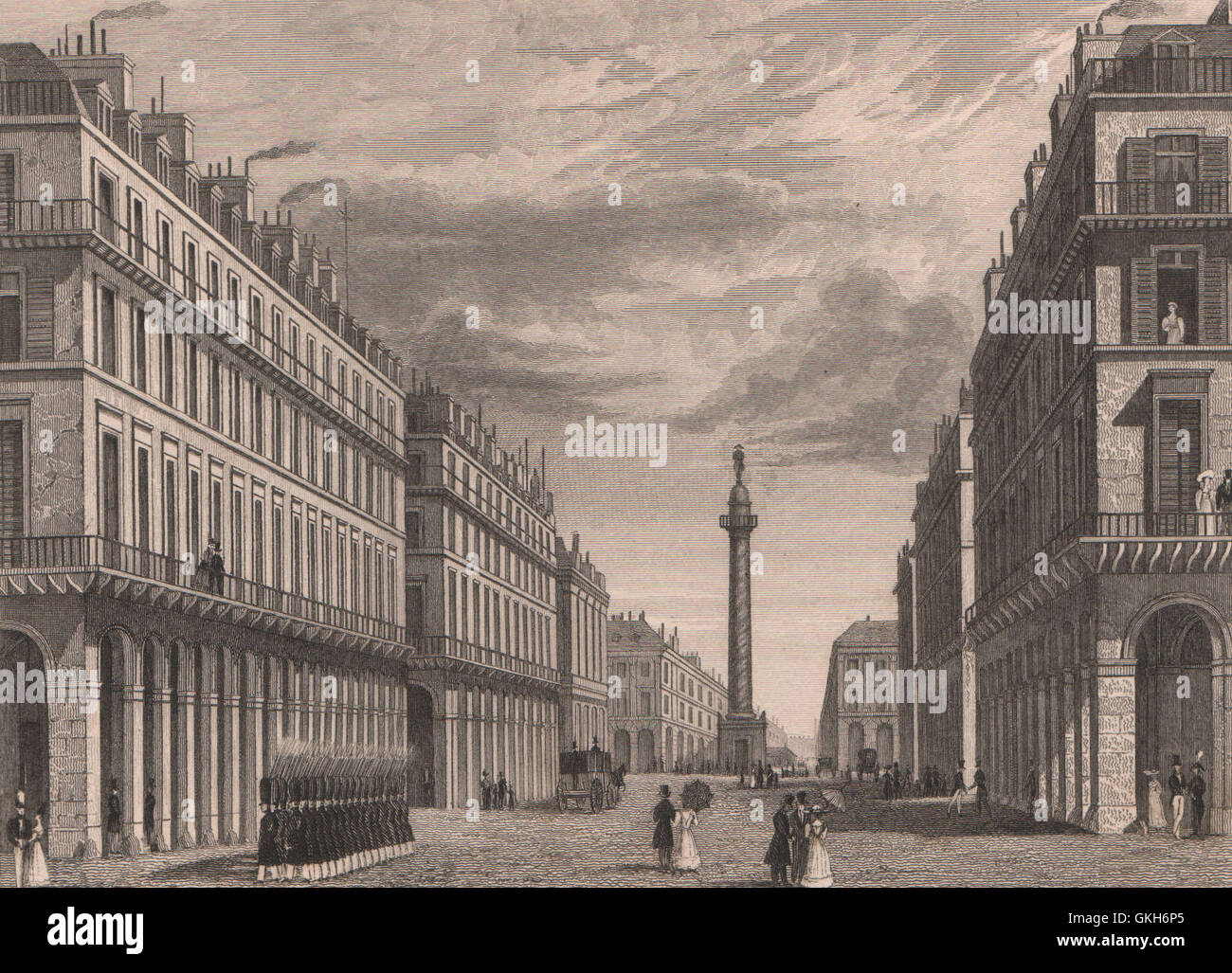 PARIS. Rue Castiglione (Qui Donne vers la Place Vendôme). BICKNELL, print 1845 Stockfoto