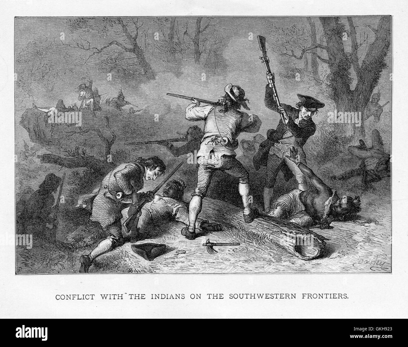 Konflikt mit den Indianern an der südwestlichen Grenze. Abbildung in Benson Lossing Buch "Unser Land." Stockfoto