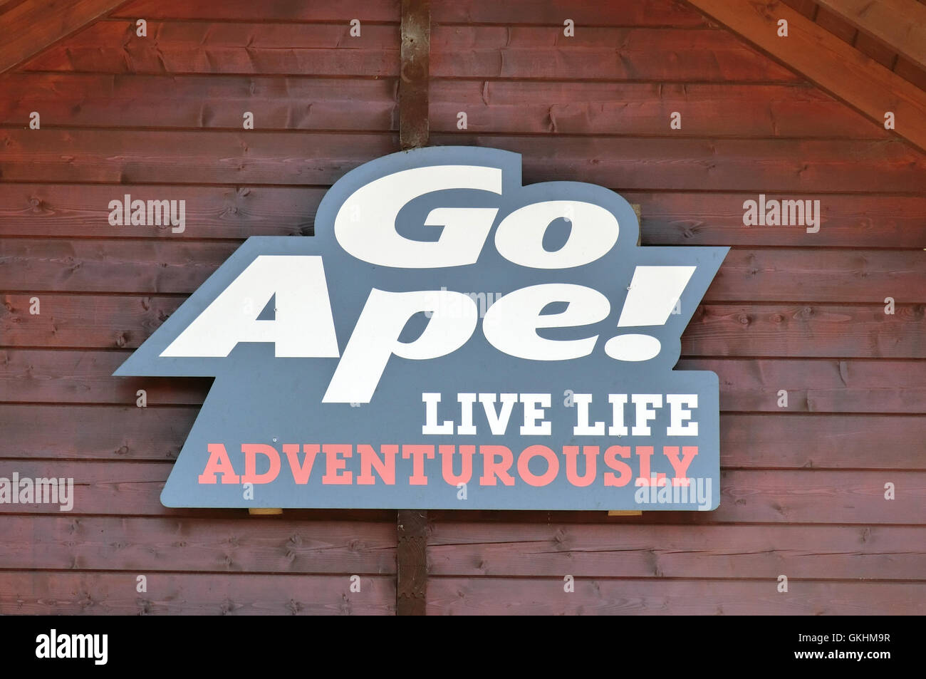 Ape zu gehen! Zeichen, Buxton Country Park, Buxton, Derbyshire, England, UK Stockfoto