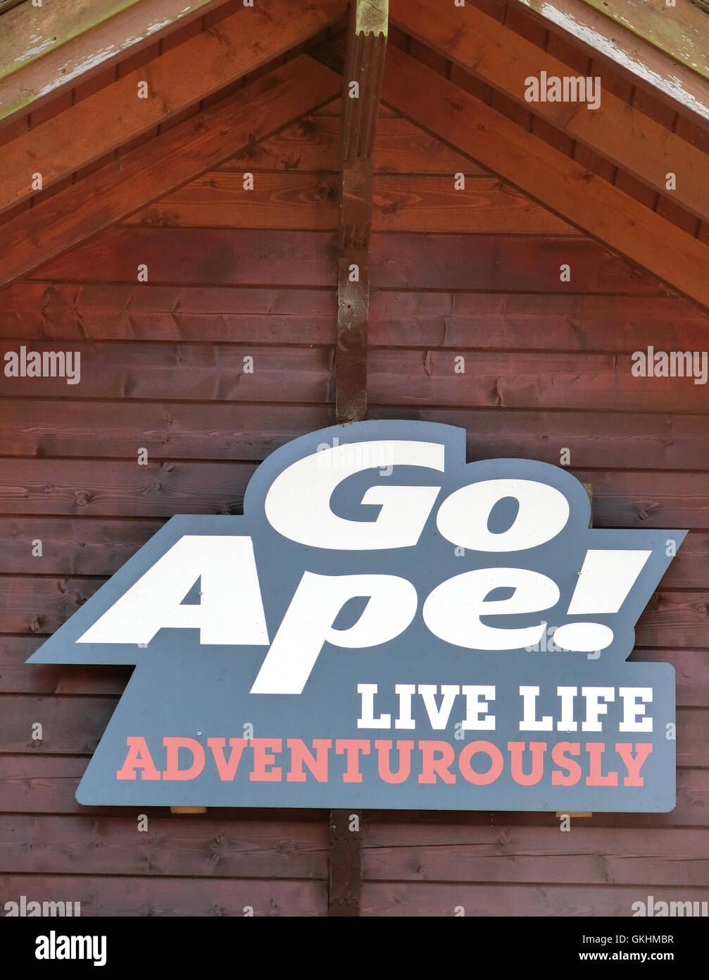 Ape zu gehen! Zeichen, Buxton Country Park, Buxton, Derbyshire, England, UK Stockfoto