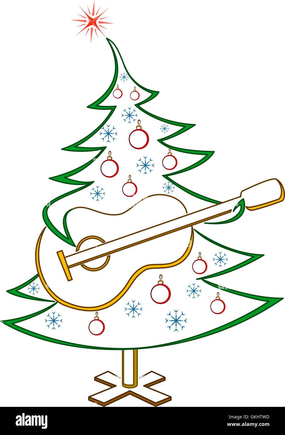 Weihnachtsbaum mit Gitarre, Piktogramm Stock-Vektorgrafik - Alamy