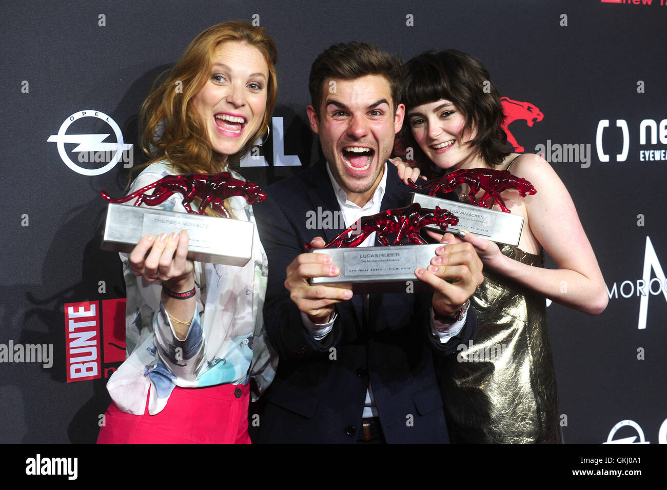 Prominente beim Bunte New Faces Award Film im E-Werk.  Mitwirkende: Theresa von Eltz, Lea van Acken, Lucas Reiber Where: Berlin, Deutschland bei: 26. Mai 2016 Stockfoto