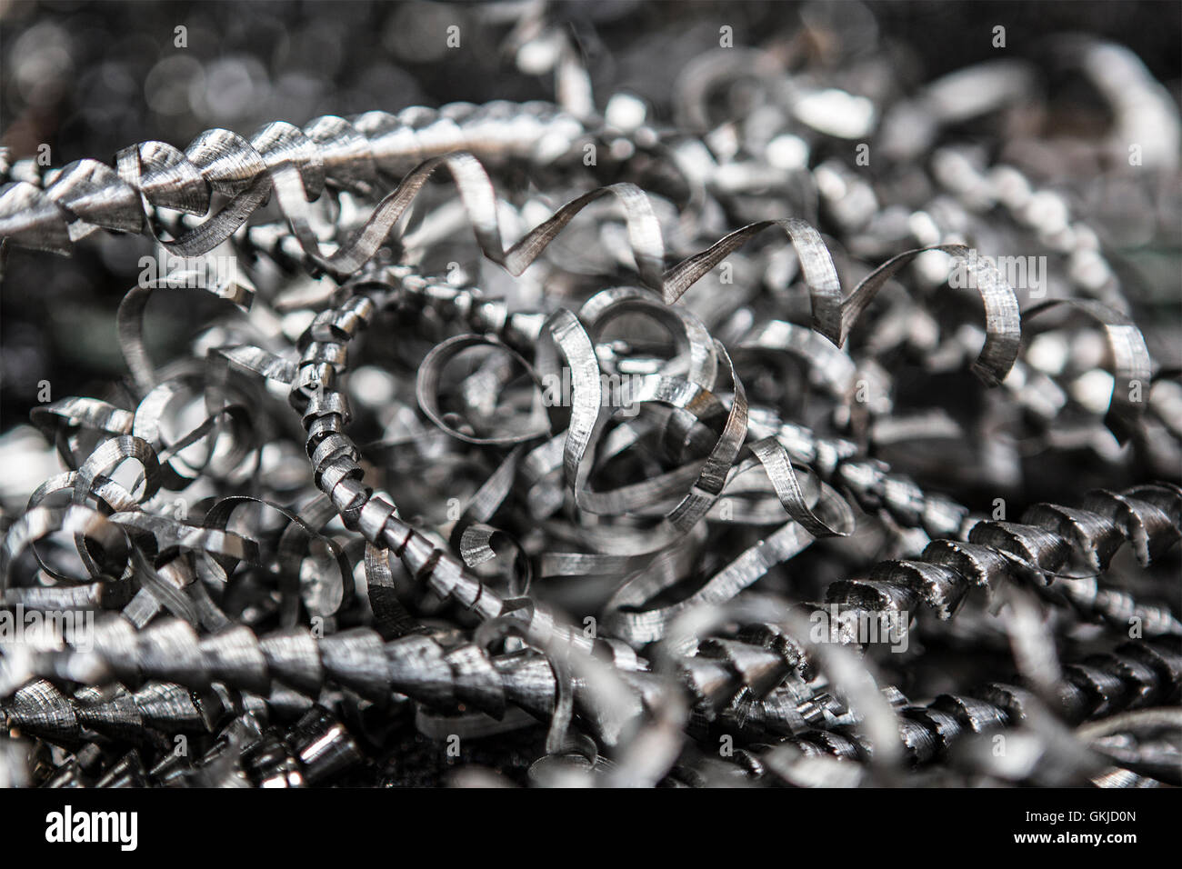 Haufen Metall Späne Stockfoto