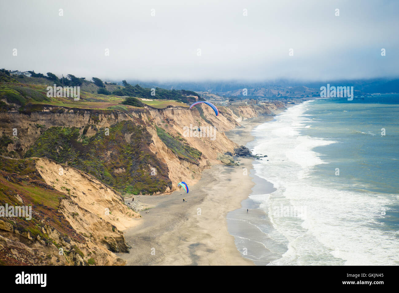 California Beach-Paragliding Stockfoto