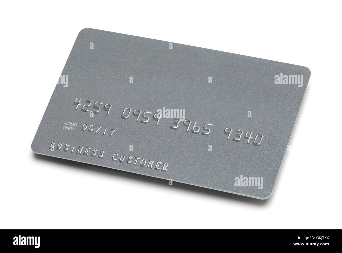 Grauen Business Kreditkarte mit textfreiraum Isolated on White Background. Stockfoto