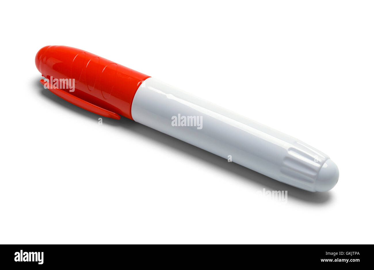 Geschlossen roten Marker mit textfreiraum Isolated on White Background. Stockfoto