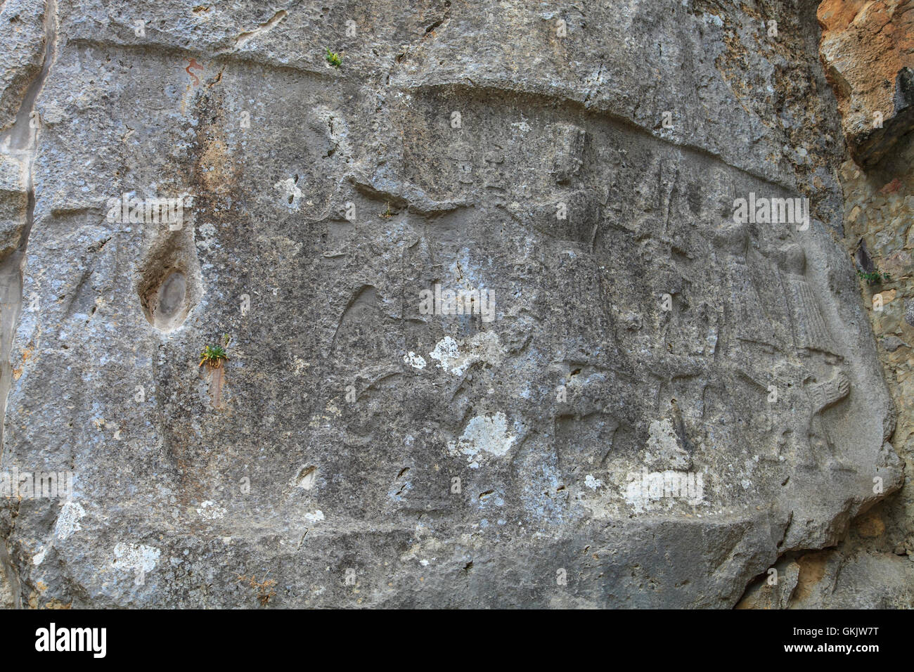 Yazilikkaya, Hittite-Schriften, die in den Fels gehauen Stockfoto