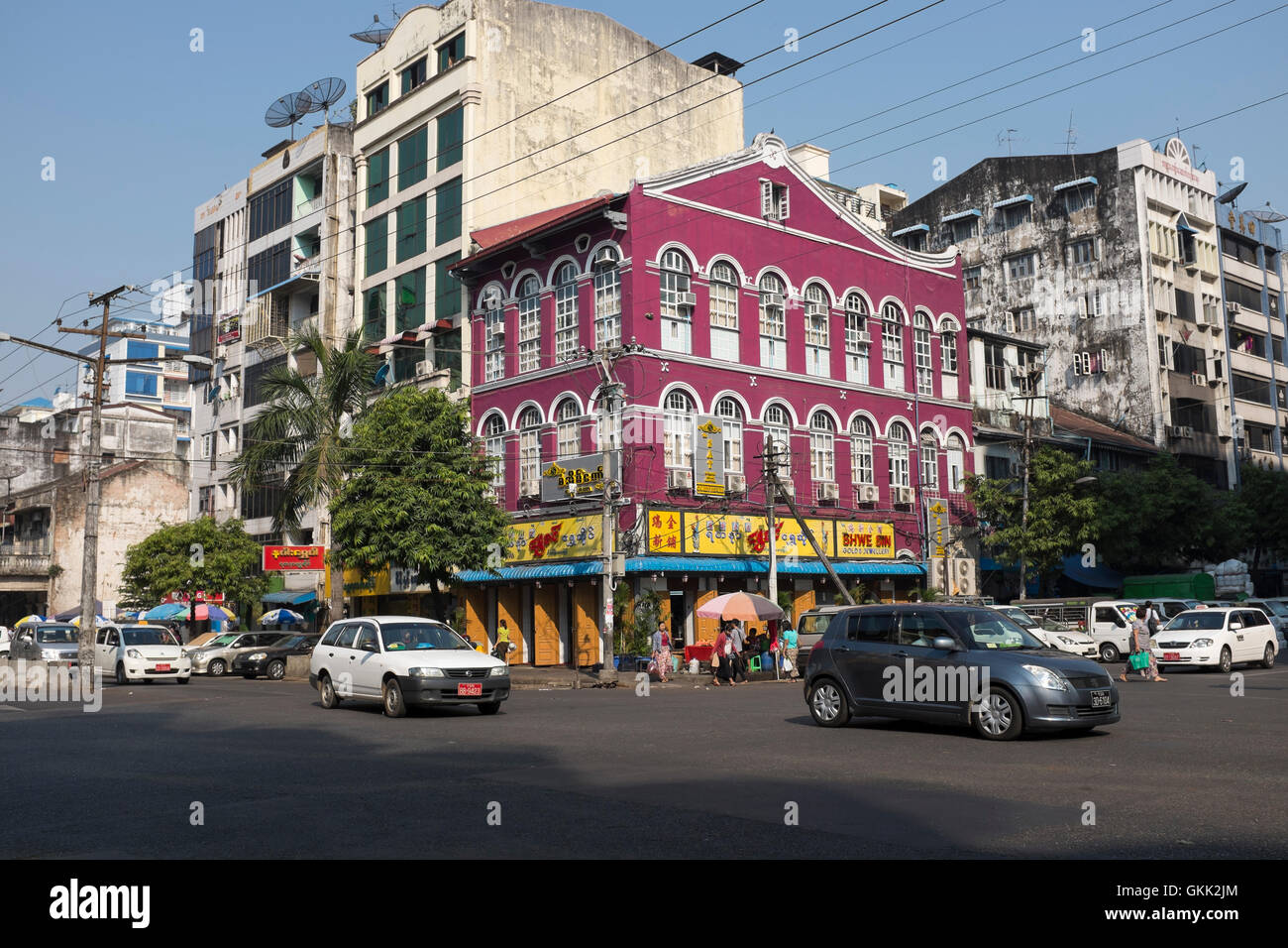 SAT Gästehaus Chinatown Bezirk Yangon Myanmar Stockfoto