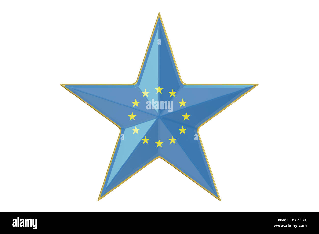 Stern Sie mit Flagge der EU, 3D-Rendering isolierten auf weißen Hintergrund Stockfoto