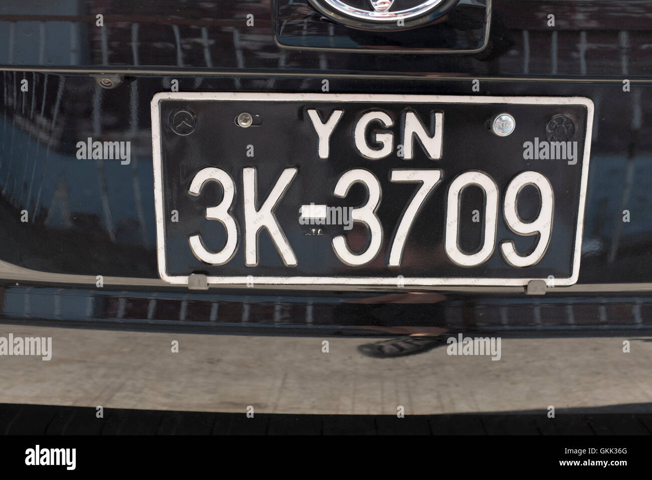 Auto Nummer Registrierung Platte Yangon Myanmar Stockfoto