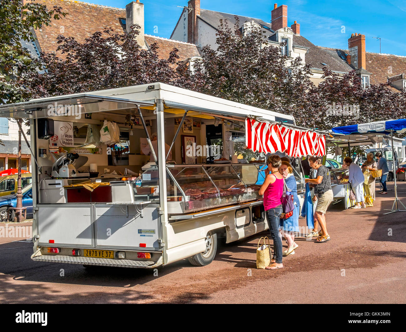 Straßenrand mobile Metzger van Essen - Frankreich. Stockfoto