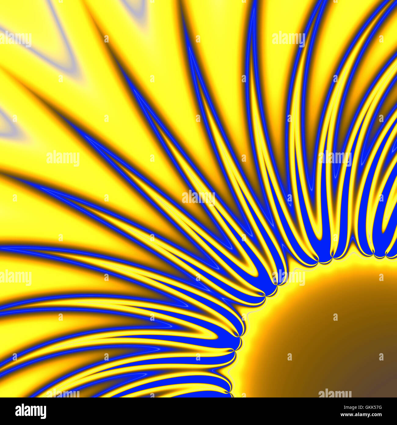 abstrakt stilisierte Sonne dunkel blau-goldenen Farbe Stockfoto