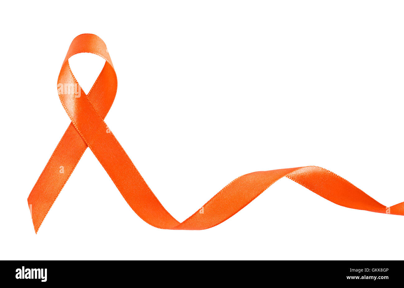 Orange Ribbon für Leukämie mit Textfreiraum Stockfoto