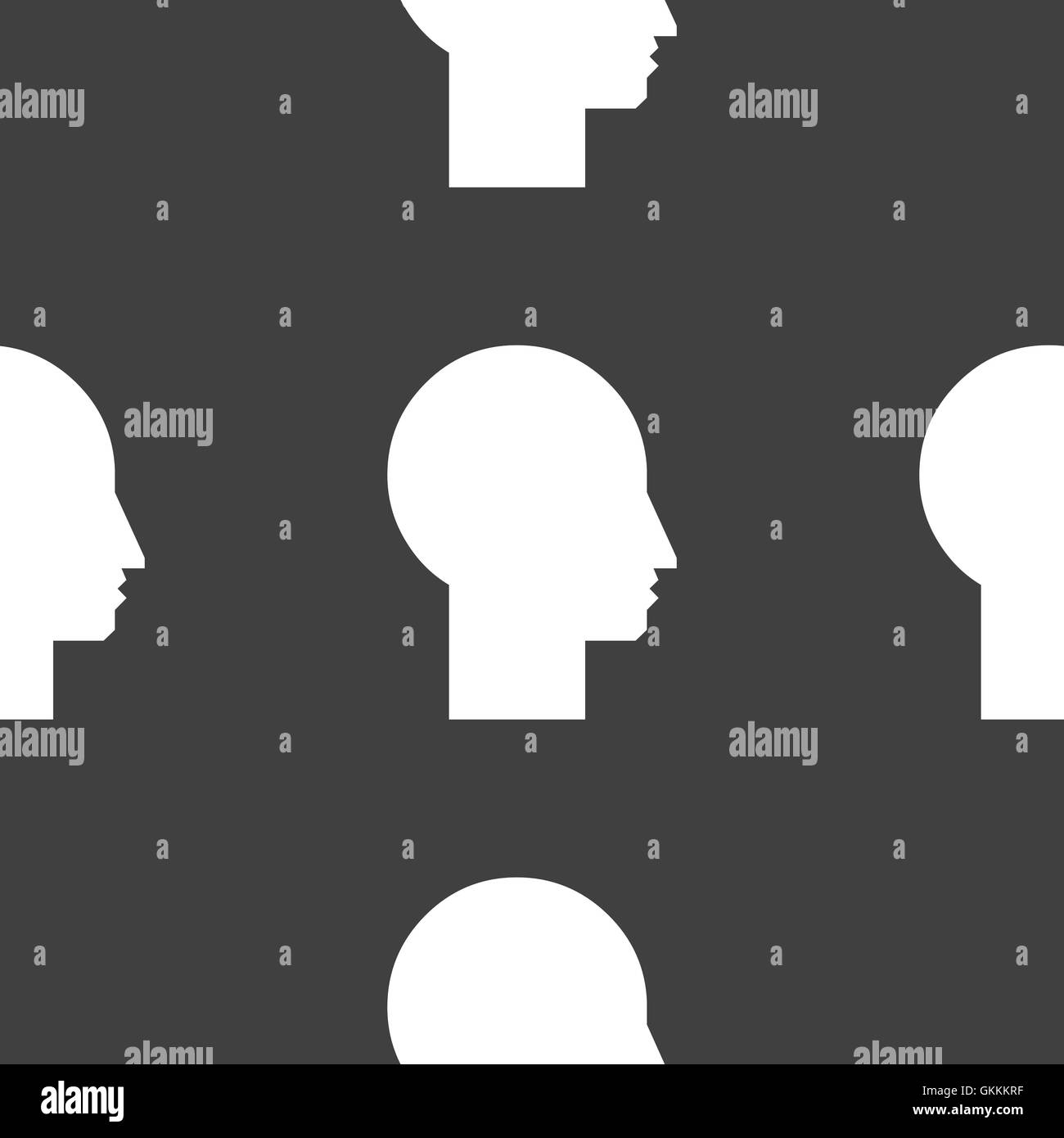 Mann Silhouette Profil Bild Web-Symbol. flaches Design. Nahtlose Muster. Stock Vektor