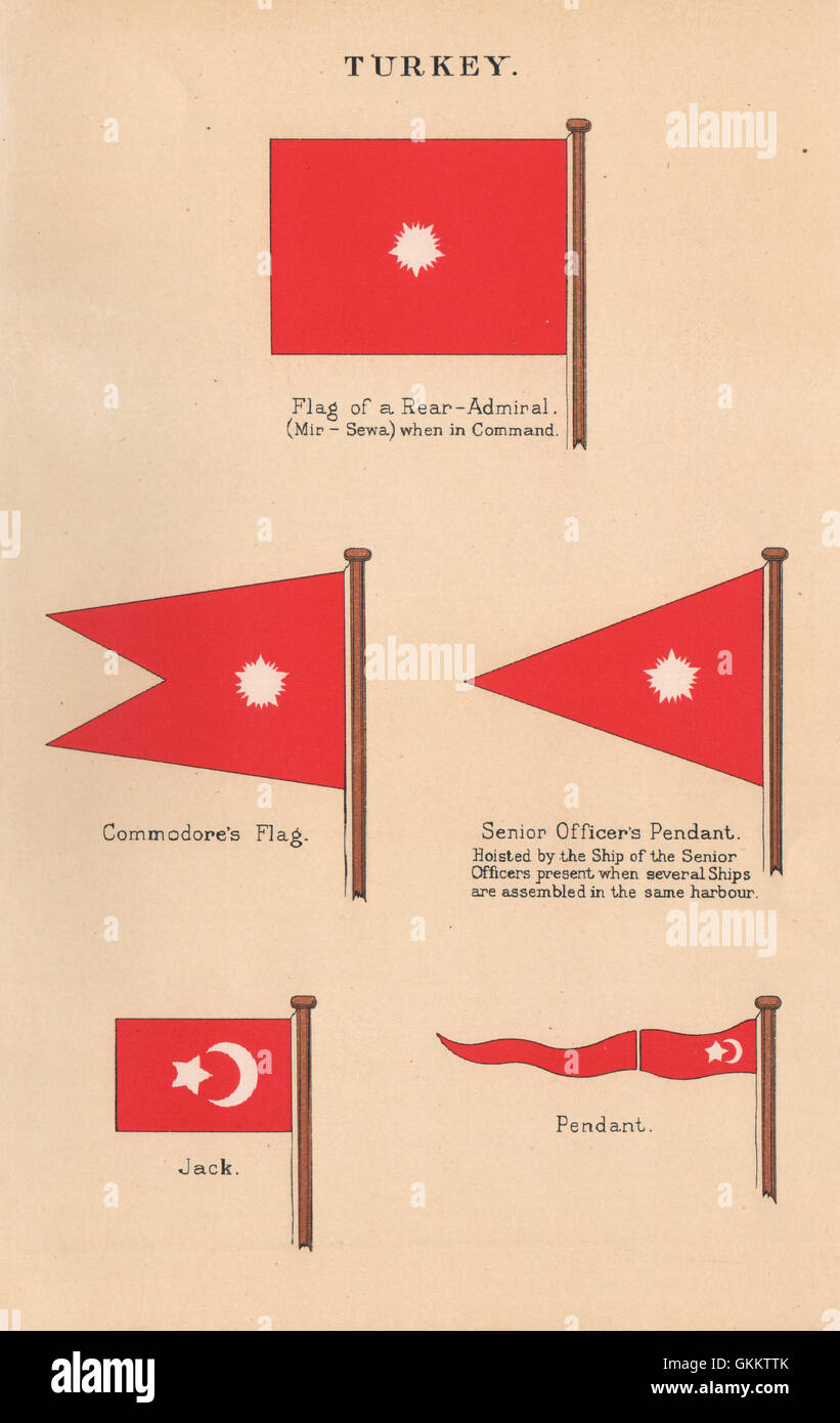 Türkei Flagge Konteradmiral Mir-Sewa Commodore Senior Officer Anhänger Jack, 1916 Stockfoto