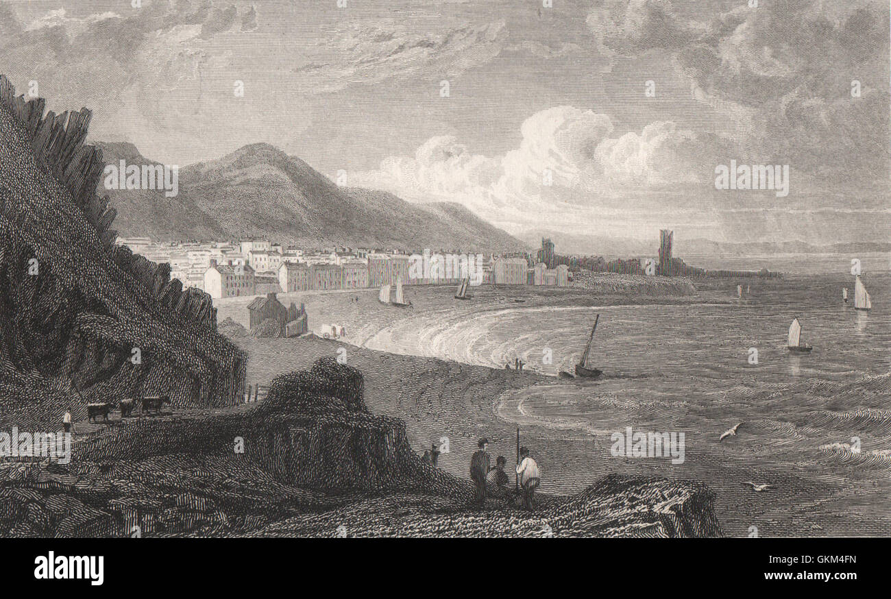 Aberystwyth, Cardiganshire, Wales, durch Henry Gastineau, antique print 1835 Stockfoto