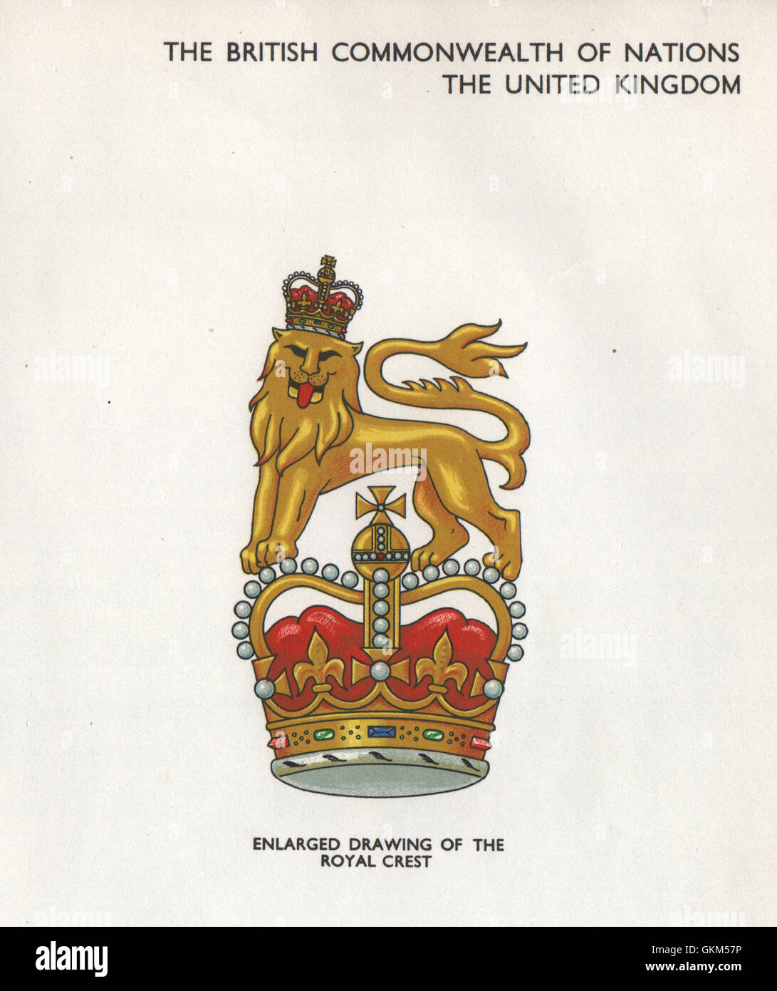 VEREINIGTES KÖNIGREICH-FLAGS. Das königliche Wappen, Vintage print 1958 Stockfoto