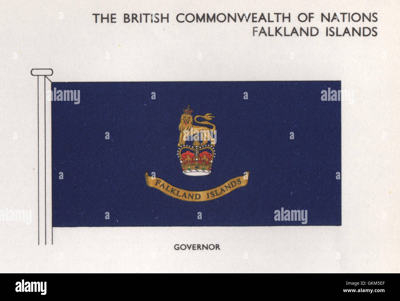 FALKLAND-INSELN-FLAGS. Gouverneur, Vintage print 1958 Stockfoto