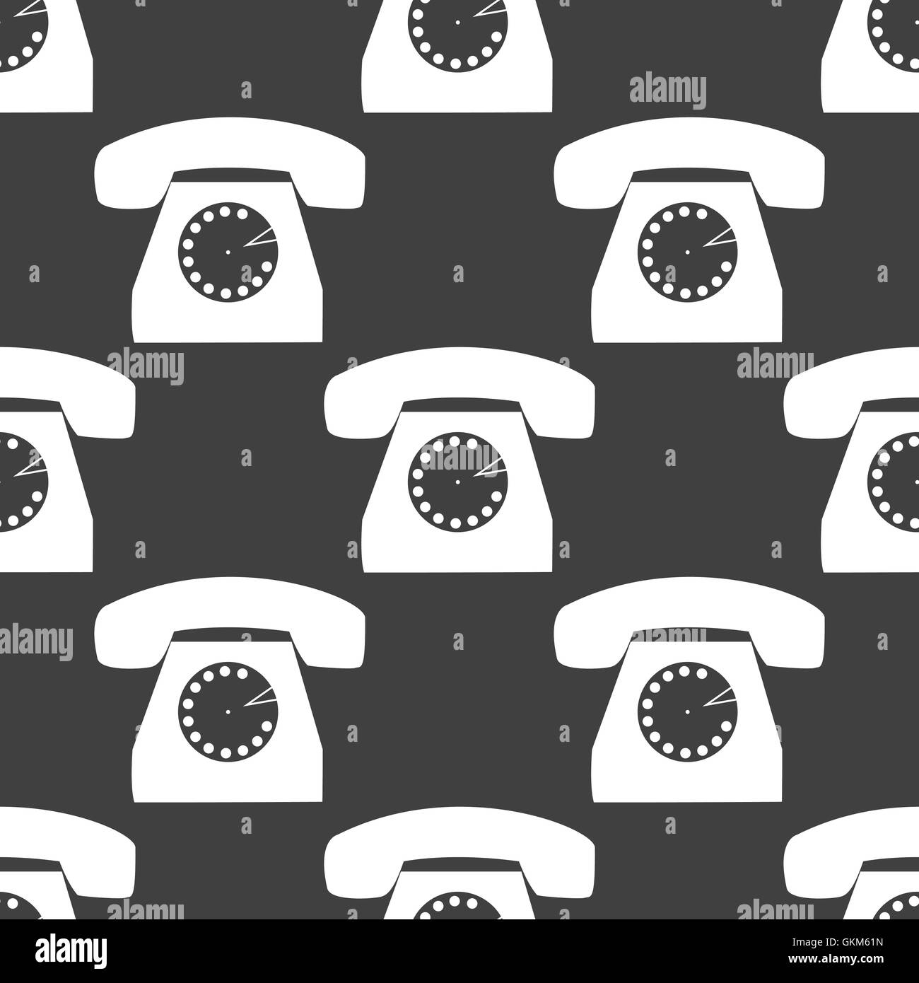 Retro Telefon Web-Symbol. flaches Design. Graue Musterdesign. Stock Vektor