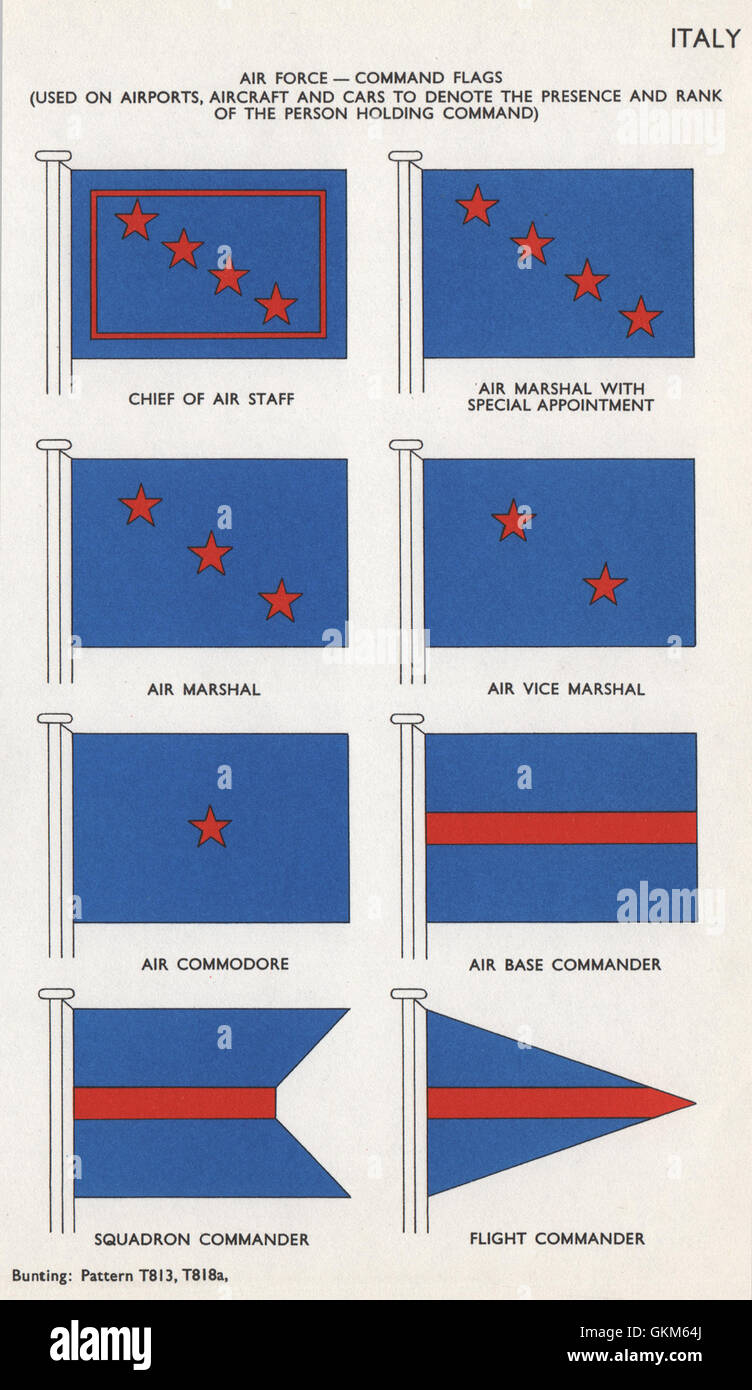 ITALIEN AIR FORCE COMMAND FLAGS. Chief of Air Staff. Air Marshal/Commodore, 1958 Stockfoto