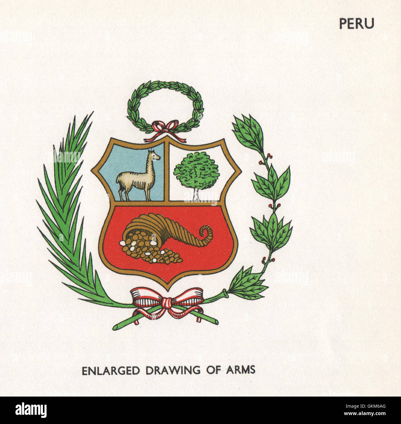 PERU-FLAGS. Arme, Jahrgang drucken 1958 Stockfoto