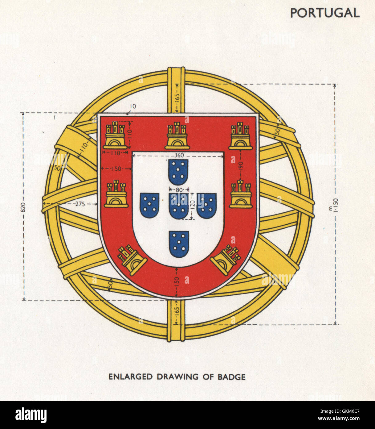 PORTUGAL-FLAGS. Abzeichen, Vintage print 1958 Stockfoto