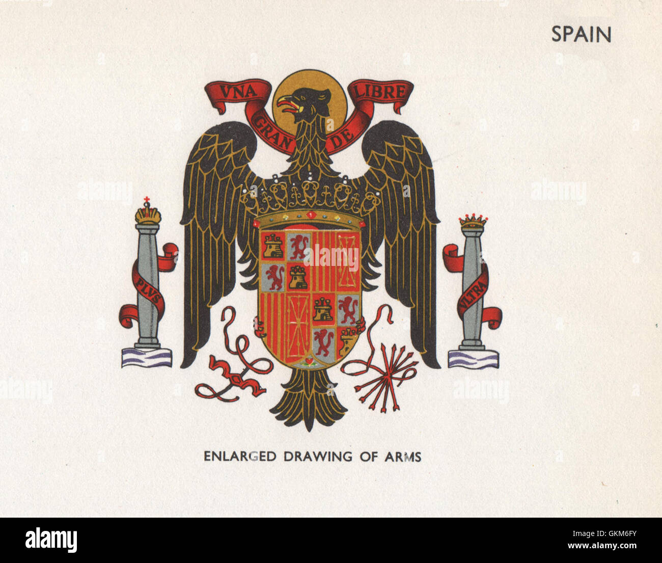SPANIEN-FLAGS. Arme, Jahrgang drucken 1958 Stockfoto