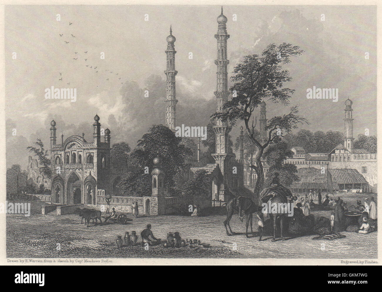 Moschee von Abdul Rahim Khan, Burhanpur, Hindustan, antique print 1840 Stockfoto