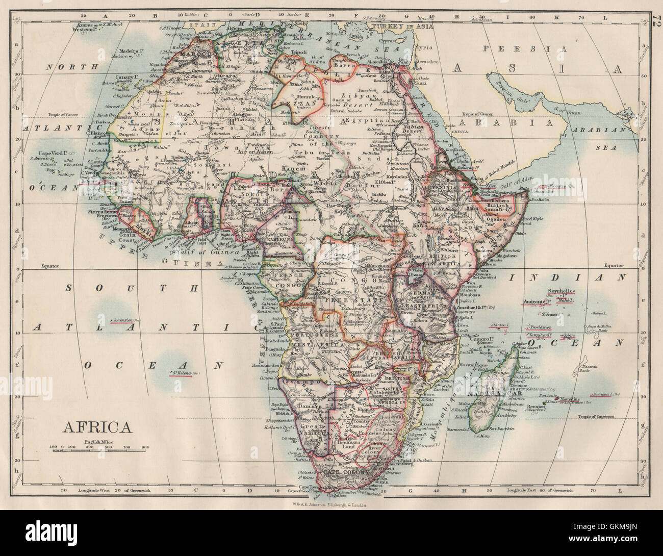 KOLONIALEN AFRIKA. Britisch Ost/Zentral/Süd-Afrika. Betschuanaland, 1900 Karte Stockfoto