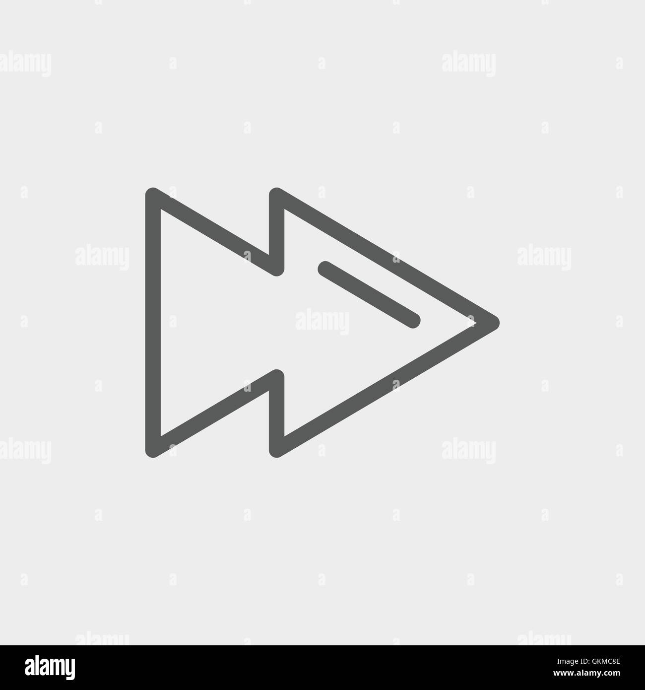 Schnell vorwärts oder dünne Linie Schaltflächensymbol überspringen Stock Vektor