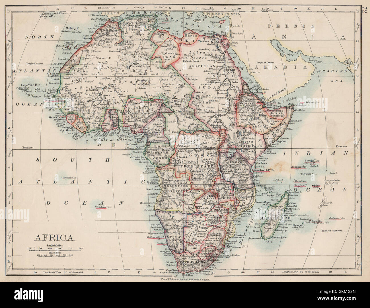 KOLONIALEN AFRIKA. Britisch Ost/Zentral/Süd-Afrika. Betschuanaland, 1903 Karte Stockfoto
