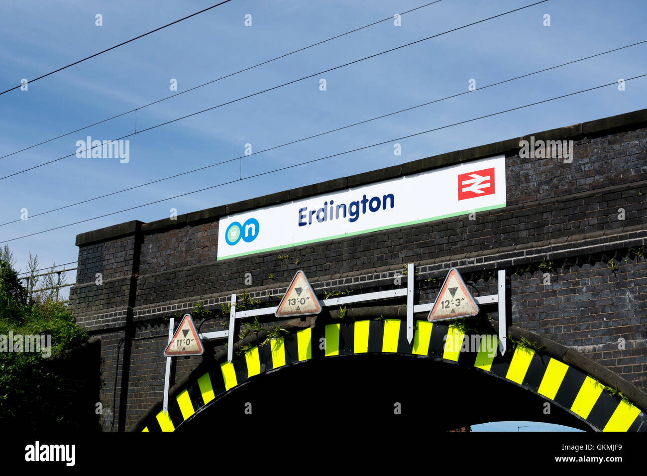 Erdington Railway Station Zeichen, Birmingham, UK Stockfoto
