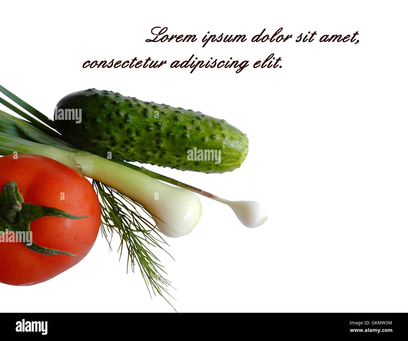 Tomate, Gurke und Frühlingszwiebeln Stockfoto