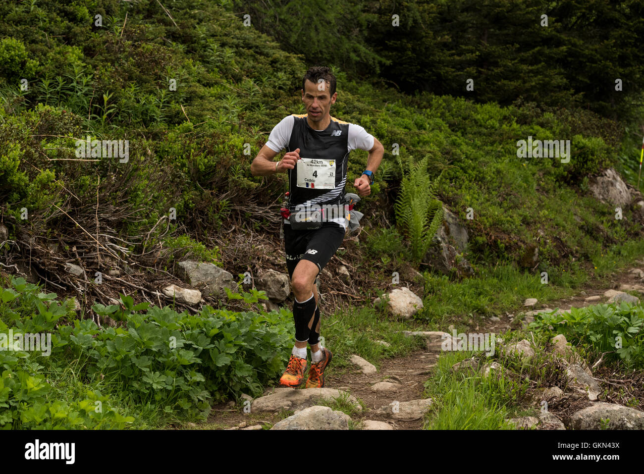Cedric Fleureton - Chamonix-Trail-running-Marathon 2016 Stockfoto