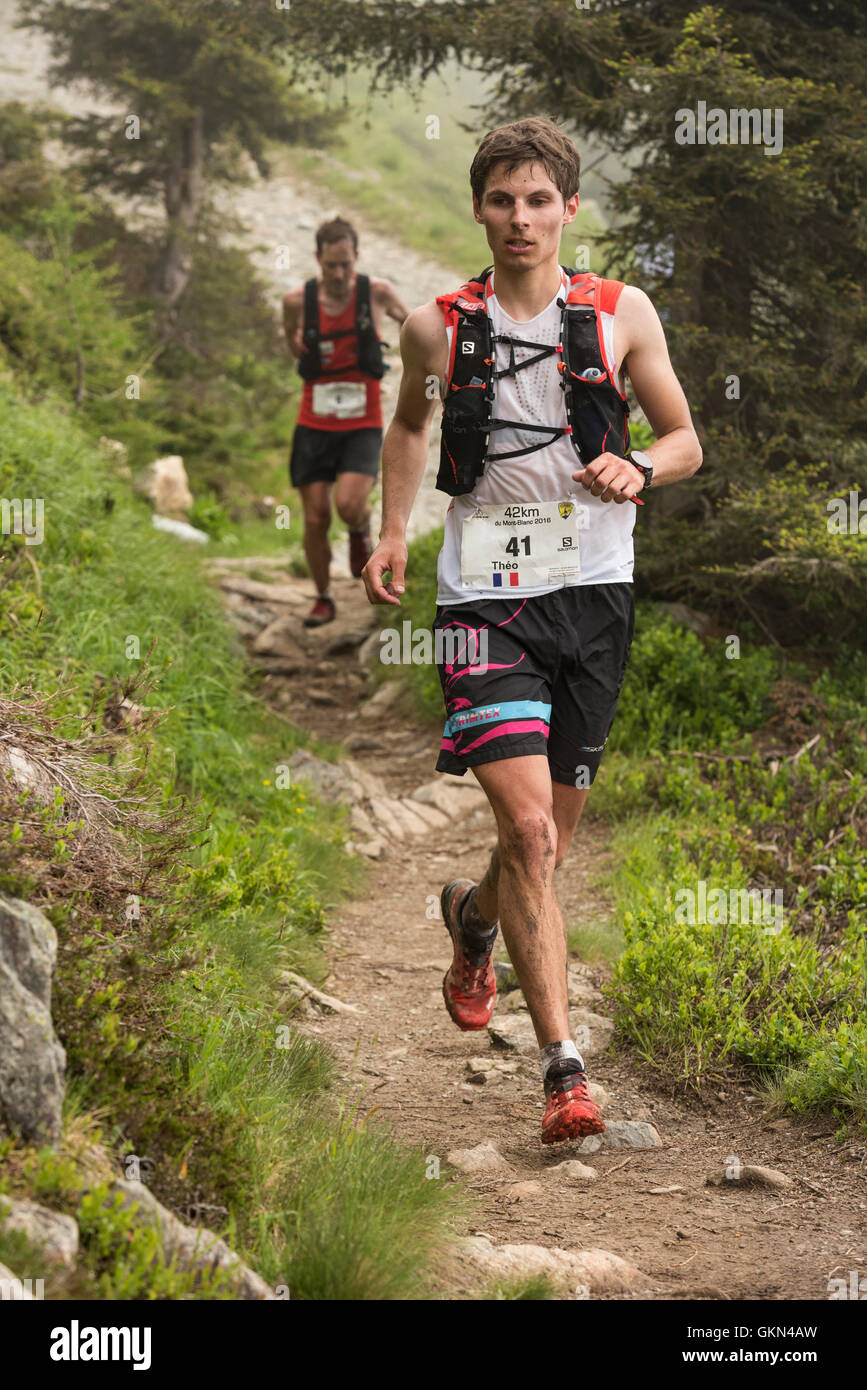 Théo Pellegrini - Chamonix-Trail-running-Marathon 2016 Stockfoto